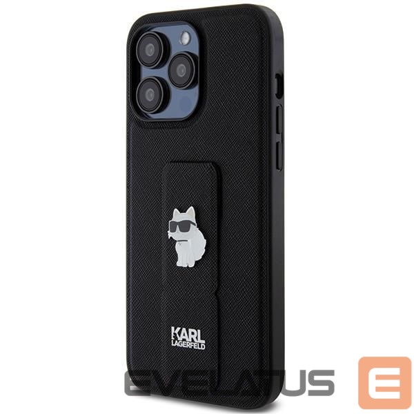 Чехол на заднюю панель Karl Lagerfeld Karl Lagerfeld Gripstand Saffiano Choupette Pins case for iPhone 13 Pro Max - black