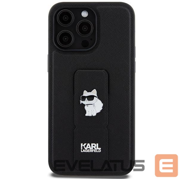 Чехол на заднюю панель Karl Lagerfeld Karl Lagerfeld Gripstand Saffiano Choupette Pins case for iPhone 13 Pro Max - black