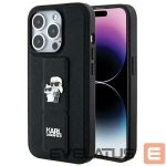 Чехол на заднюю панель Karl Lagerfeld  Karl Lagerfeld Gripstand Saffiano Karl&Choupette Pins case for iPhone 14 Pro - black 