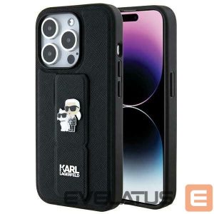 Чехол на заднюю панель Karl Lagerfeld  Karl Lagerfeld Gripstand Saffiano Karl&Choupette Pins case for iPhone 14 Pro - black 
