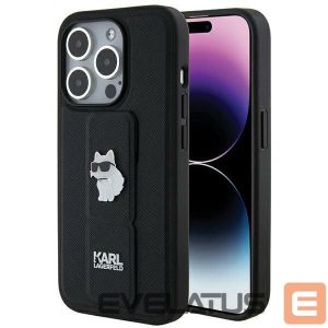 Чехол на заднюю панель Karl Lagerfeld  Karl Lagerfeld Gripstand Saffiano Choupette Pins case for iPhone 14 Pro Max - black 