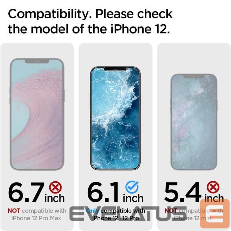 Защитное стекло Spigen Spigen Glas.tR EZ Fit Tempered Glass for iPhone 12 / iPhone 12 Pro - 2 pcs.