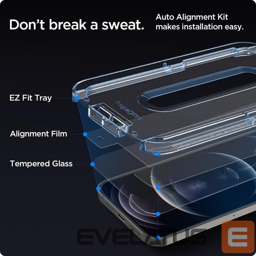 Защитное стекло Spigen Spigen Glas.tR EZ Fit Tempered Glass for iPhone 12 / iPhone 12 Pro - 2 pcs.