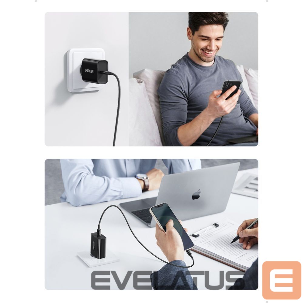 Адаптер Ugreen USB wall charger Type C 20W Power Delivery black (10191) Black