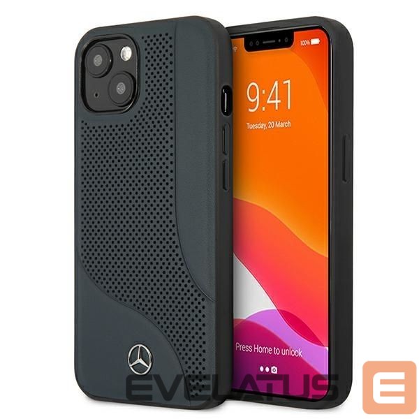Чехол на заднюю панель Mercedes-Benz Mercedes Leather Perforated Area Case for iPhone 13 mini - Navy Blue