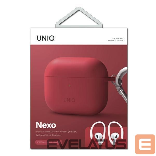 Чехол на заднюю панель UNIQ Uniq Nexo case for AirPods 3 + Ear Hooks Silicone - red