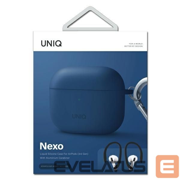 Чехол на заднюю панель UNIQ Uniq Nexo case for AirPods 3 + Ear Hooks Silicone - blue