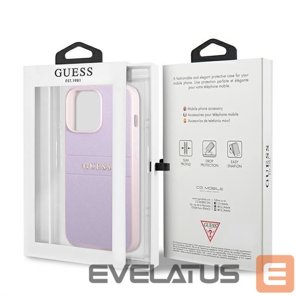 Чехол на заднюю панель Guess Guess GUHCP13LPSASBPU iPhone 13 Pro / 13 6.1" purple/purple Saffiano Hot Stamp & Metal Logo