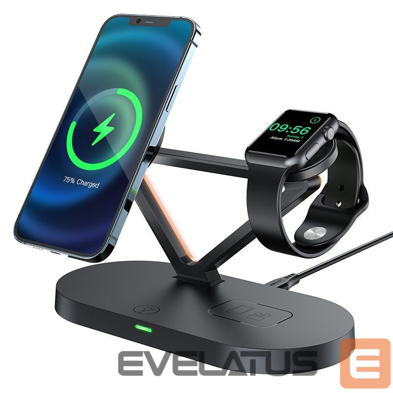 Беспроводное зарядное устройство Acefast Acefast 15W Qi Wireless Charger for iPhone (with MagSafe), Apple Watch and Apple AirPods Stand Holder Magnetic Holder Black (E9 black) Black