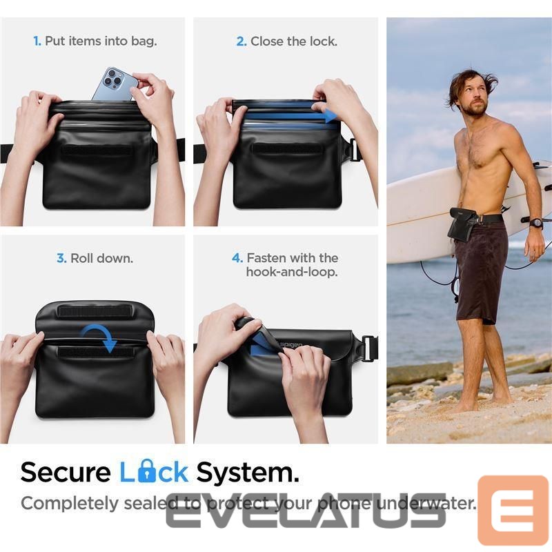 Чехол универсальный для спорта Spigen Spigen Aqua Shield A621 Waterproof Hip Bag + Floating Case - Black