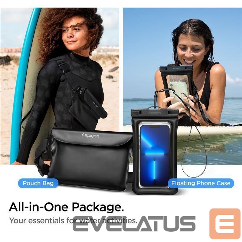 Чехол универсальный для спорта Spigen Spigen Aqua Shield A621 Waterproof Hip Bag + Floating Case - Black