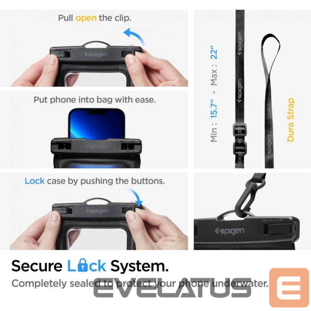 Чехол универсальный для спорта Spigen Spigen Aqua Shield A621 Waterproof Hip Bag + Floating Case - Black