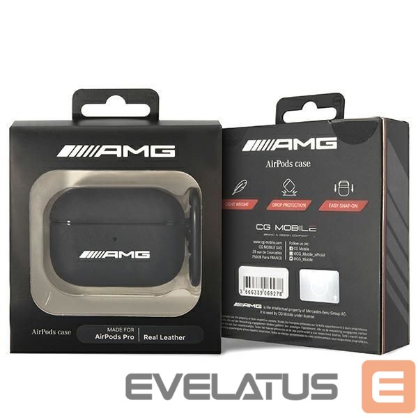 Чехол на заднюю панель Mercedes-Benz AMG Leather Big Logo case for AirPods Pro - black