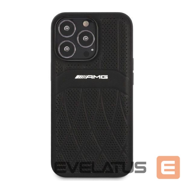 Чехол на заднюю панель Mercedes-Benz AMG AMHCP13LOSDBK iPhone 13 Pro / 13 6.1" black/black hardcase Leather Curved Lines