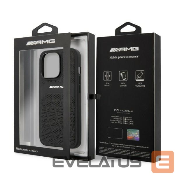 Кольцевой держатель Mercedes-Benz AMG Leather Curved Lines case for iPhone 13 Pro Max - black