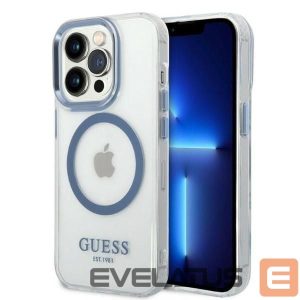 Чехол на заднюю панель Guess  Guess Metal Outline MagSafe case for iPhone 14 Pro - blue 