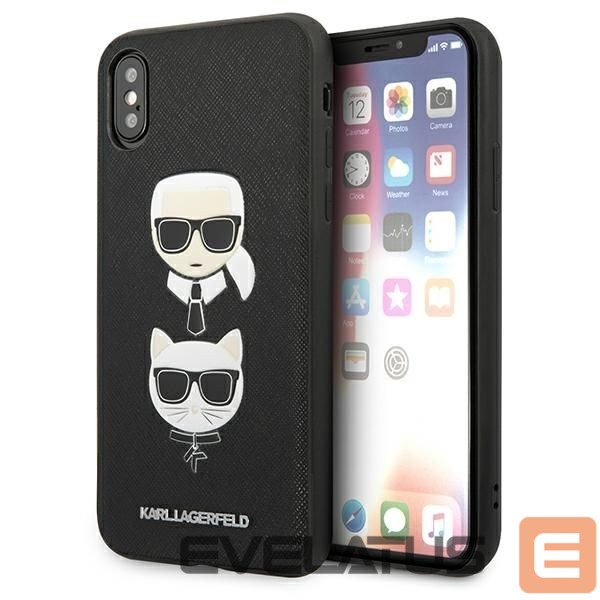Чехол на заднюю панель Karl Lagerfeld Karl Lagerfeld Saffiano Karl&Choupette Head case for iPhone XS Max - black