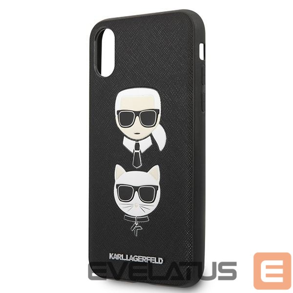Чехол на заднюю панель Karl Lagerfeld Karl Lagerfeld Saffiano Karl&Choupette Head case for iPhone XS Max - black
