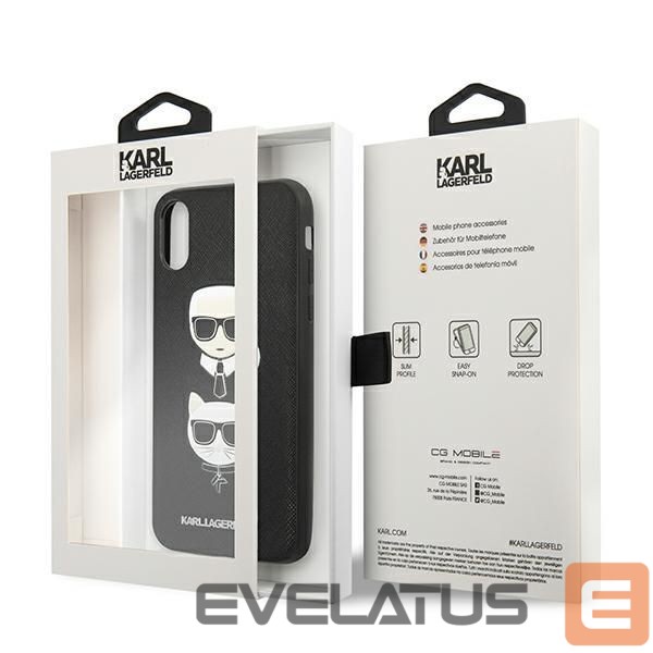 Чехол на заднюю панель Karl Lagerfeld Karl Lagerfeld Saffiano Karl&Choupette Head case for iPhone XS Max - black