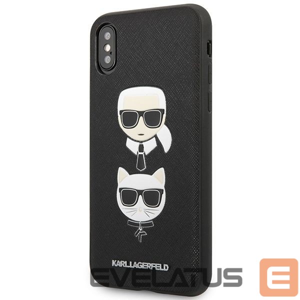 Чехол на заднюю панель Karl Lagerfeld Karl Lagerfeld Saffiano Karl&Choupette Head case for iPhone XS Max - black
