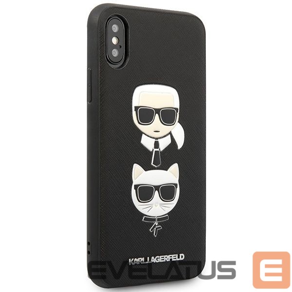 Чехол на заднюю панель Karl Lagerfeld Karl Lagerfeld Saffiano Karl&Choupette Head case for iPhone XS Max - black