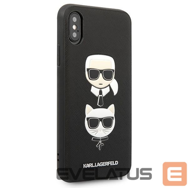 Чехол на заднюю панель Karl Lagerfeld Karl Lagerfeld Saffiano Karl&Choupette Head case for iPhone X/XS - black