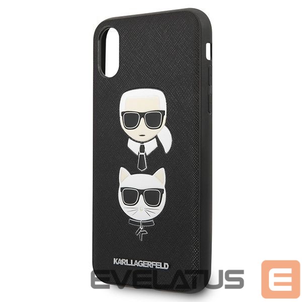 Чехол на заднюю панель Karl Lagerfeld Karl Lagerfeld Saffiano Karl&Choupette Head case for iPhone X/XS - black
