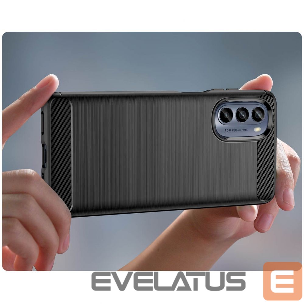 Чехол на заднюю панель Hurtel - Carbon Case for Motorola Moto G62 5G flexible silicone carbon cover black