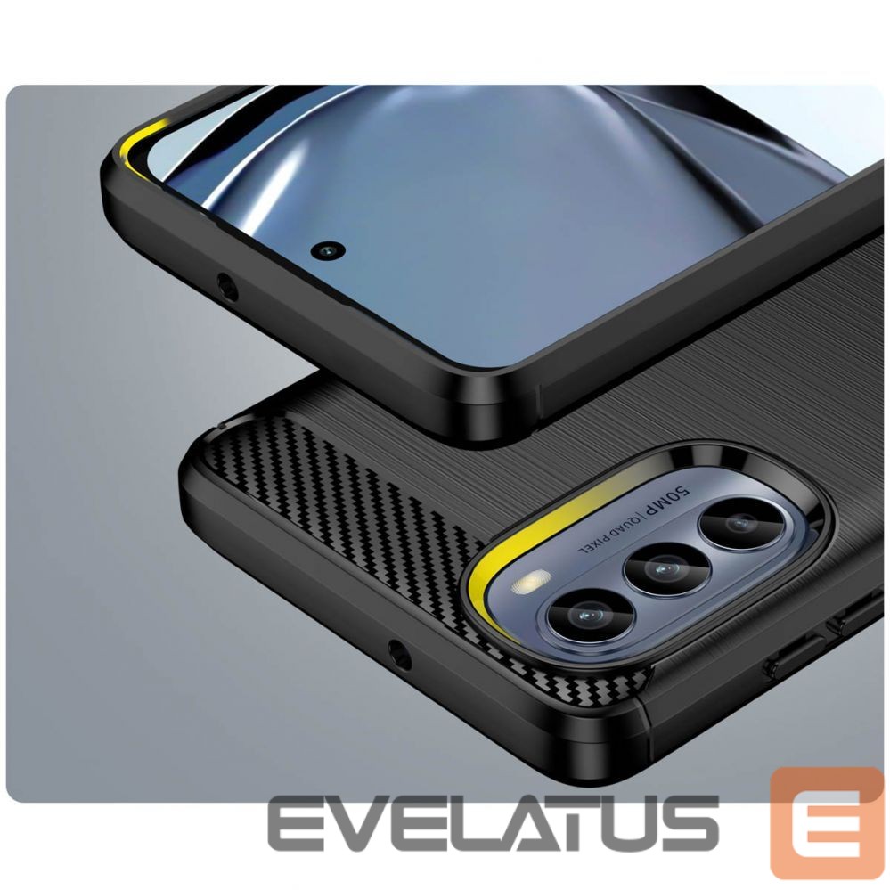 Чехол на заднюю панель Hurtel - Carbon Case for Motorola Moto G62 5G flexible silicone carbon cover black
