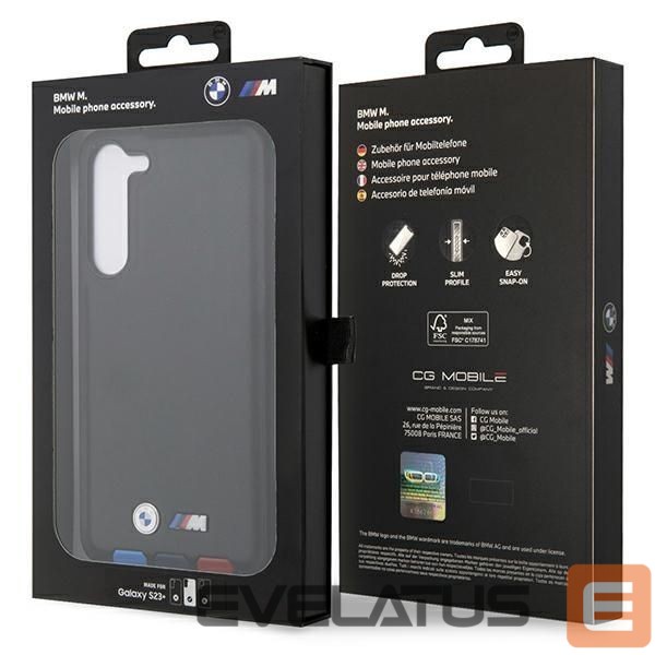 Чехол на заднюю панель BMW BMW BMHCS23M22PTDK S23+ S916 black/black Leather Stamp Tricolor