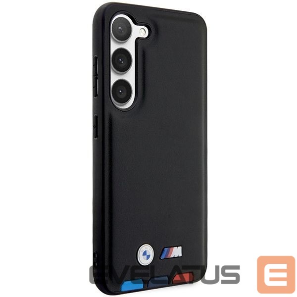 Чехол на заднюю панель BMW BMW BMHCS23M22PTDK S23+ S916 black/black Leather Stamp Tricolor