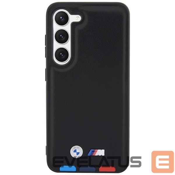 Чехол на заднюю панель BMW BMW BMHCS23M22PTDK S23+ S916 black/black Leather Stamp Tricolor