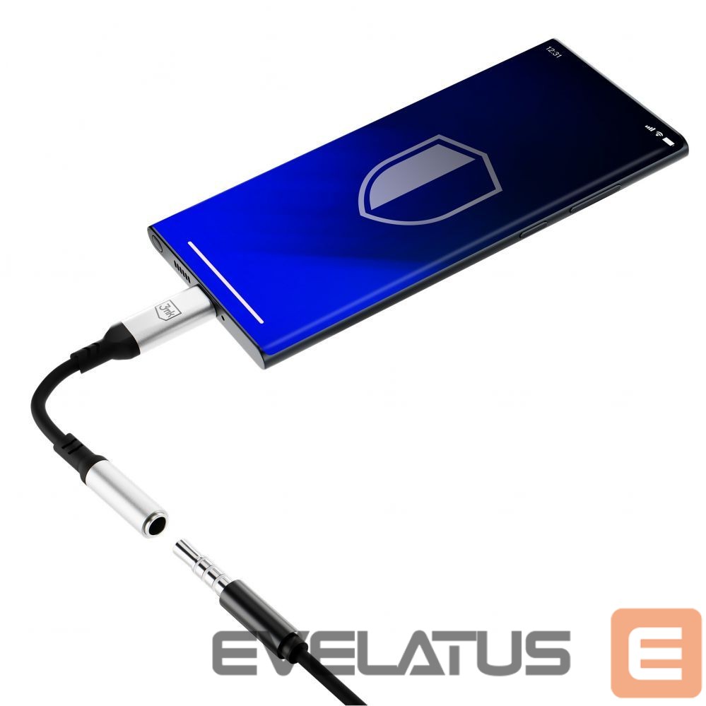Кабель 3MK 3mk USB-C adapter - 3.5 mm minijack - silver