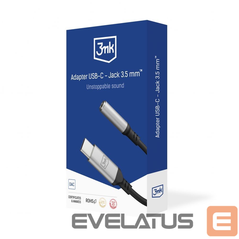 Кабель 3MK 3mk USB-C adapter - 3.5 mm minijack - silver