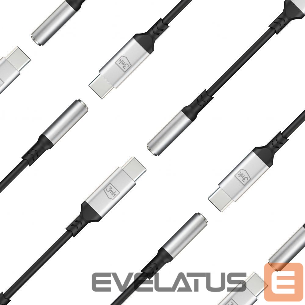 Кабель 3MK 3mk USB-C adapter - 3.5 mm minijack - silver