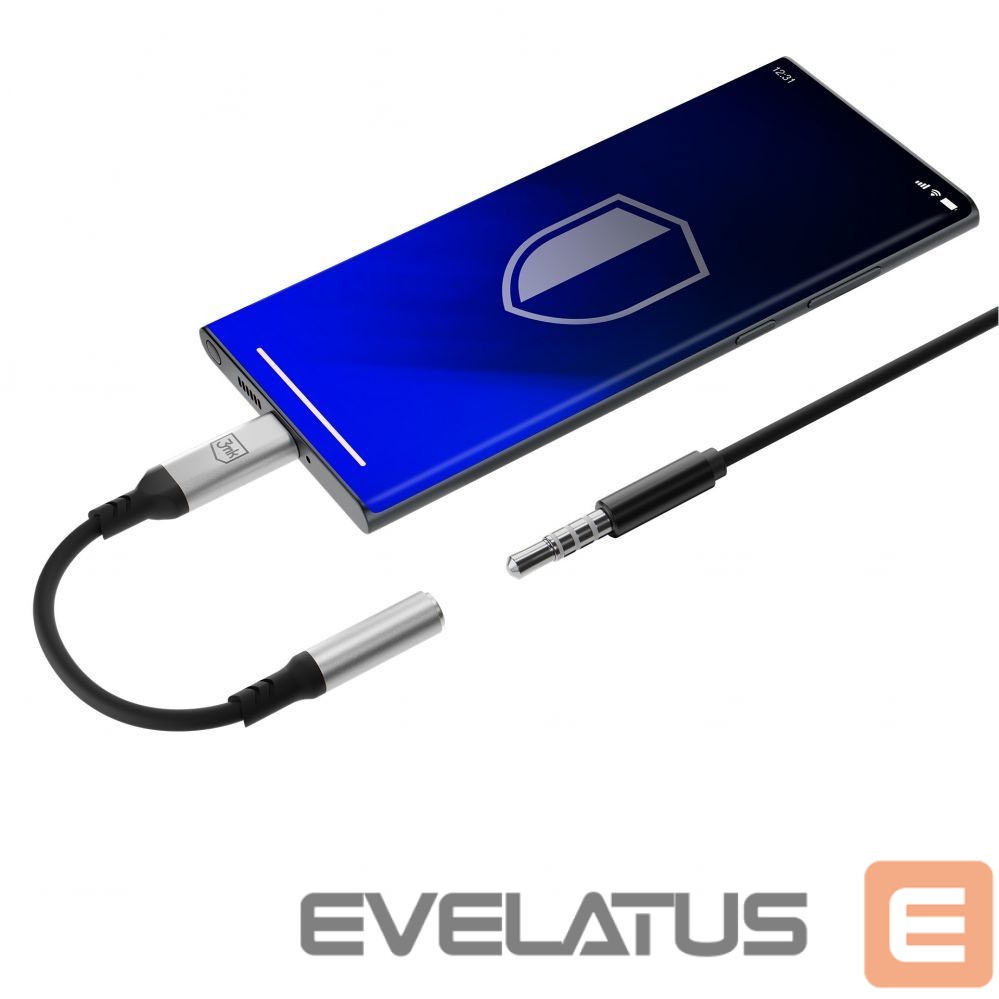 Кабель 3MK 3mk USB-C adapter - 3.5 mm minijack - silver
