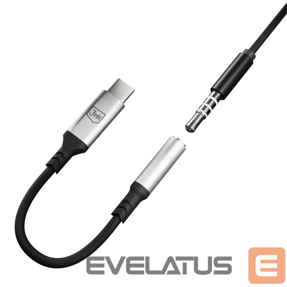 Кабель 3MK 3mk USB-C adapter - 3.5 mm minijack - silver