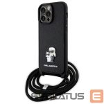 Чехол на заднюю панель Karl Lagerfeld  Karl Lagerfeld KLHCP14XSAKCPSK case for iPhone 14 Pro Max 6.7" hardcase - black Crossbody Saffiano Metal Pin Karl&Choupette 