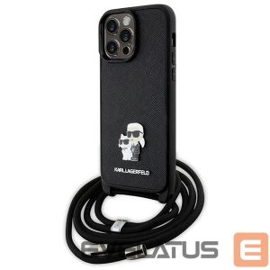 Чехол на заднюю панель Karl Lagerfeld  Karl Lagerfeld KLHCP14XSAKCPSK case for iPhone 14 Pro Max 6.7" hardcase - black Crossbody Saffiano Metal Pin Karl&Choupette 