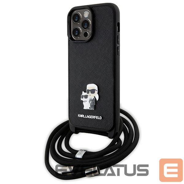 Чехол на заднюю панель Karl Lagerfeld Karl Lagerfeld KLHCP14XSAKCPSK case for iPhone 14 Pro Max 6.7" hardcase - black Crossbody Saffiano Metal Pin Karl&Choupette