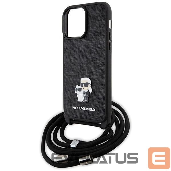 Чехол на заднюю панель Karl Lagerfeld Karl Lagerfeld KLHCP14XSAKCPSK case for iPhone 14 Pro Max 6.7" hardcase - black Crossbody Saffiano Metal Pin Karl&Choupette