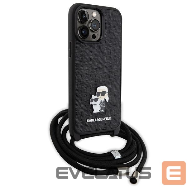 Чехол на заднюю панель Karl Lagerfeld Karl Lagerfeld KLHCP14XSAKCPSK case for iPhone 14 Pro Max 6.7" hardcase - black Crossbody Saffiano Metal Pin Karl&Choupette