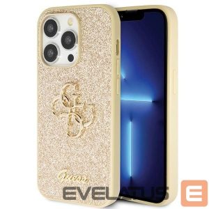 Чехол на заднюю панель Guess  Guess GUHCP14LHG4SGD case for iPhone 14 Pro - gold Glitter Script Big 4G