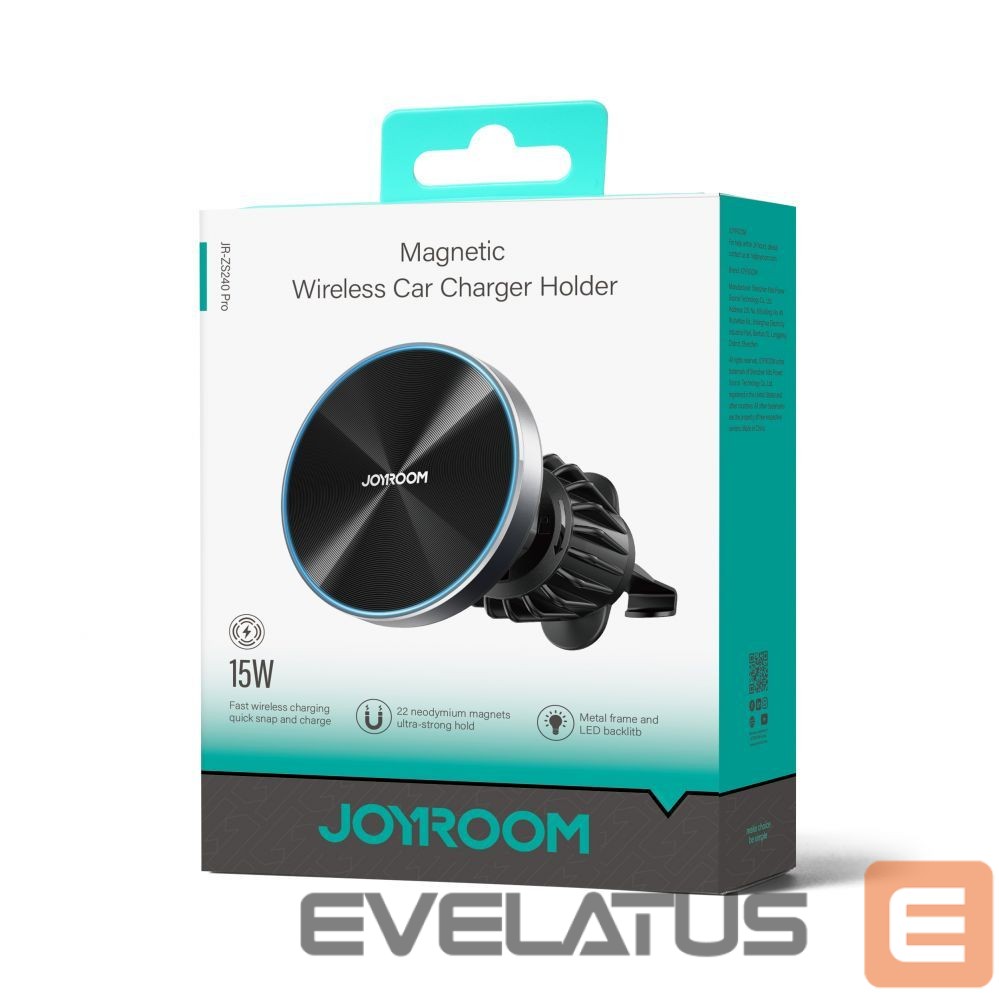 Кабель Joyroom Joyroom Magnetic Car Holder Wireless Charger 15W for Air Vent Black (JR-ZS240 Pro)