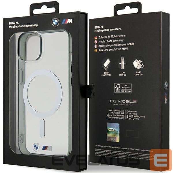 Чехол на заднюю панель BMW BMW Silver Ring MagSafe iPhone 15 Case - Clear