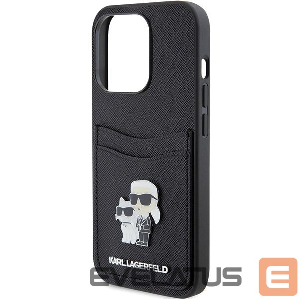Чехол на заднюю панель Karl Lagerfeld Karl Lagerfeld Saffiano Cardslot Karl&Choupette Metal Pin case for iPhone 15 Pro - black