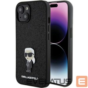 Чехол на заднюю панель Karl Lagerfeld  Karl Lagerfeld Fixed Glitter Ikonik Logo Metal Pin case for iPhone 15 - black 