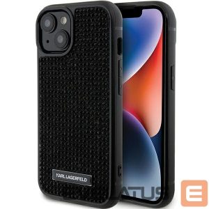 Чехол на заднюю панель Karl Lagerfeld  Karl Lagerfeld Rhinestone Logo Metal Plate case for iPhone 15 - black 
