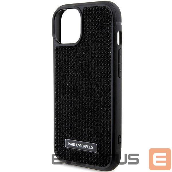 Чехол на заднюю панель Karl Lagerfeld Karl Lagerfeld Rhinestone Logo Metal Plate case for iPhone 15 - black