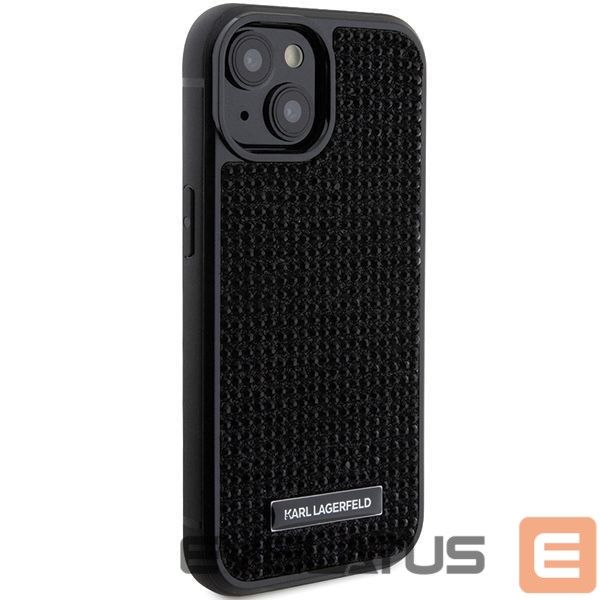Чехол на заднюю панель Karl Lagerfeld Karl Lagerfeld Rhinestone Logo Metal Plate case for iPhone 15 - black